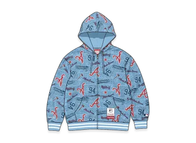 Supreme x Mitchell & Ness Teams Zip Up Hooded Sweatshirt "Light Blue"