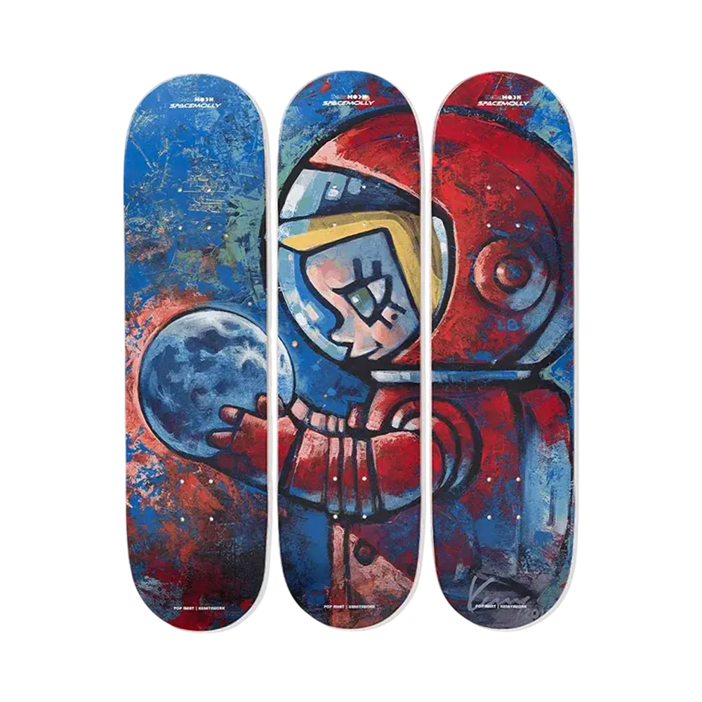 POP MART MEGA SPACE MOLLY Hello, Moon Limited-edition Skateboard Triptych