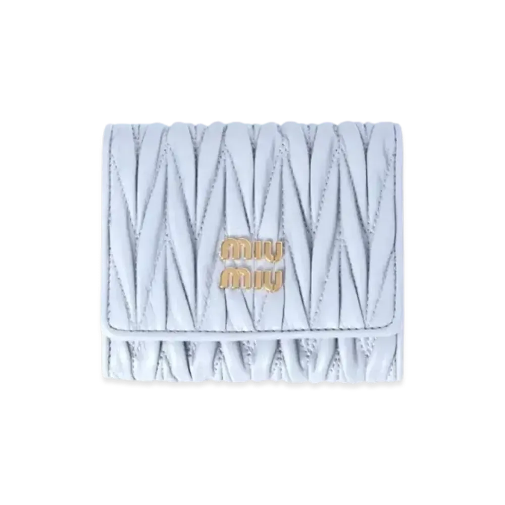 MIUMIU Small Matelasse Nappa Leather Wallet "Pearl Gray"