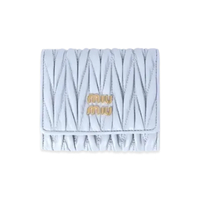 MIUMIU Small Matelasse Nappa Leather Wallet "Pearl Gray"