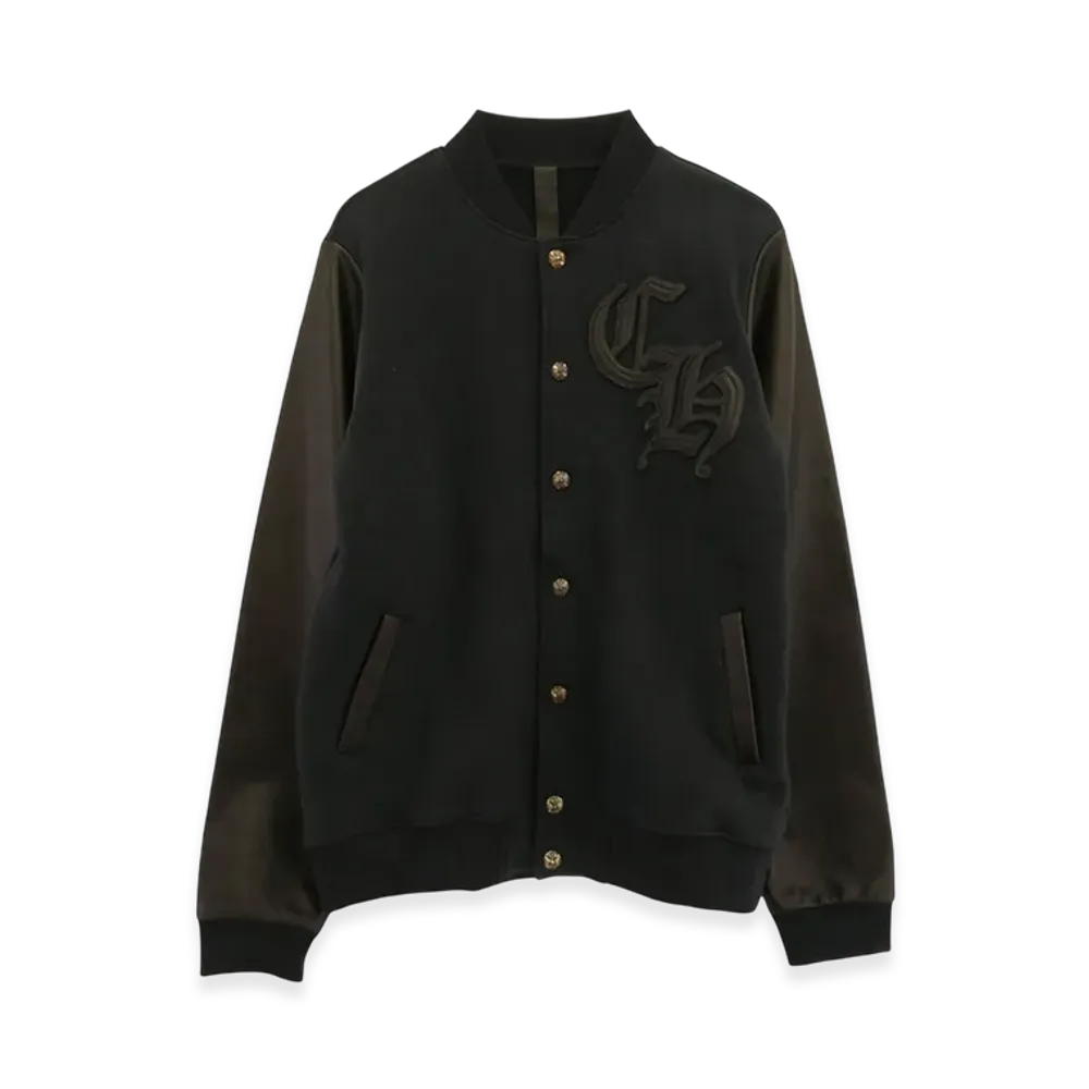 Chrome Hearts CH Patch Leather Bomber Jacket "Black"