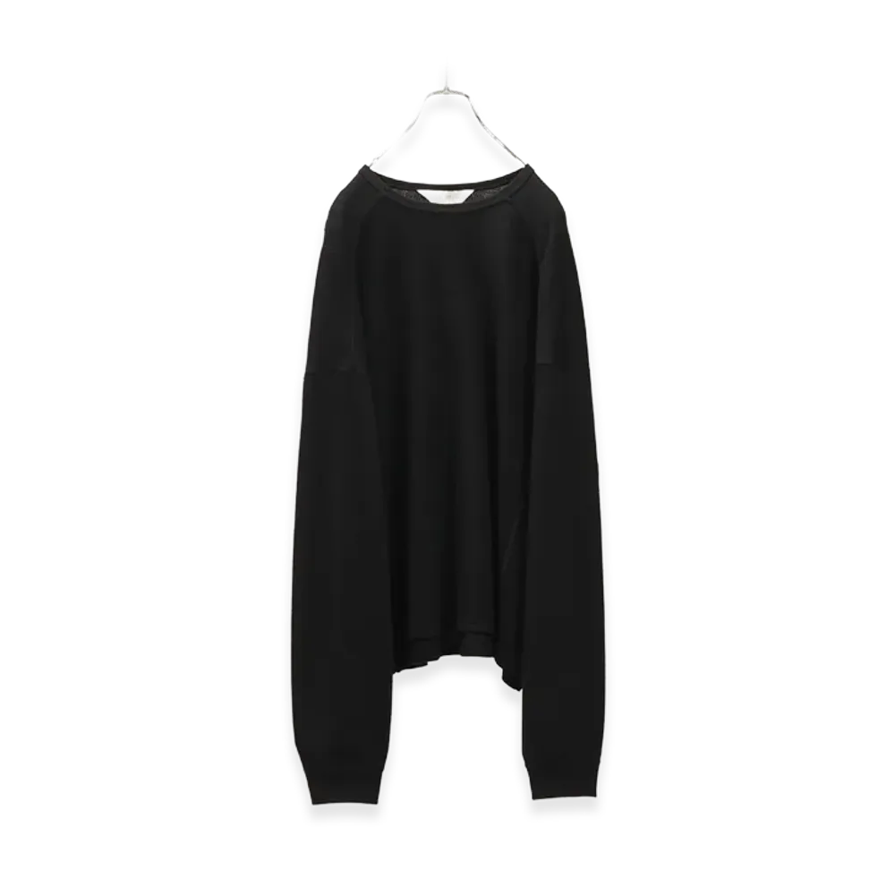 ANCELLM Waffle Crew Neck LS "Black"