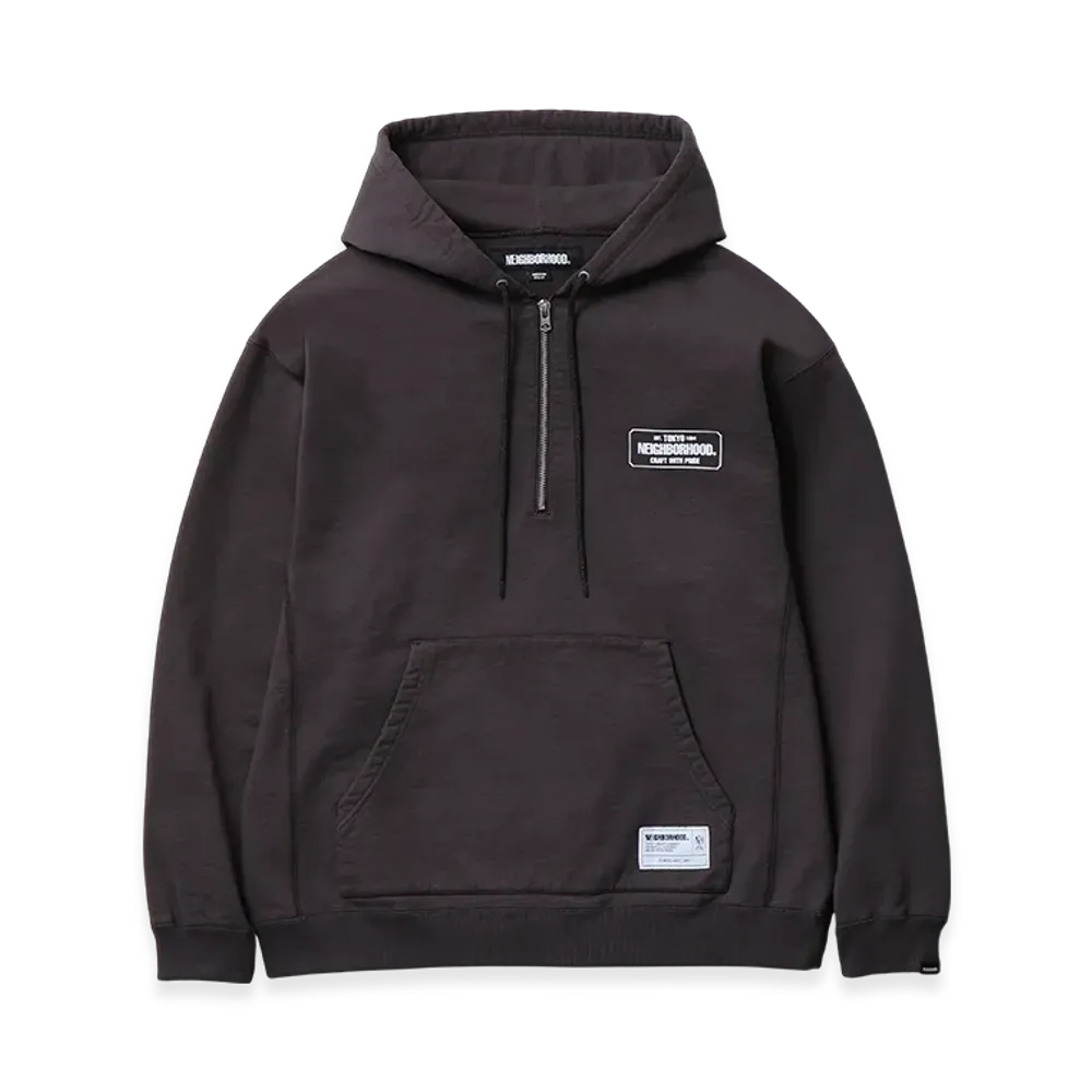 NEIGHBORHOOD Classic Sweat Half Zip Hoodie LS "Brown"
