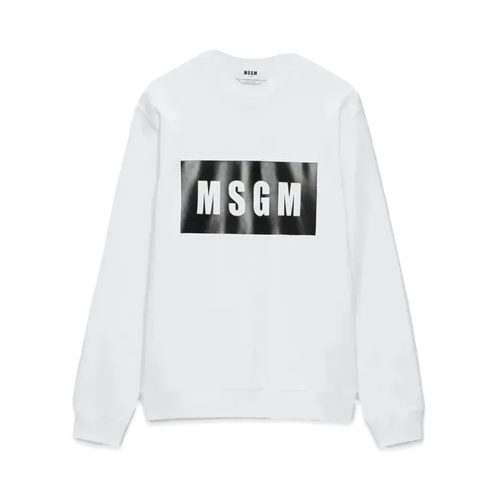 MSGM Solid Colour Cotton Sweatshirt With A Box Logo "White"