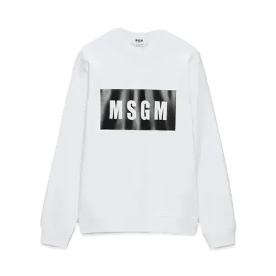 MSGM Solid Colour Cotton Sweatshirt With A Box Logo "White"