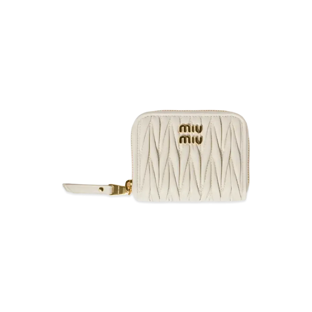 MIU MIU Matelasse Leather Coin Case "White"