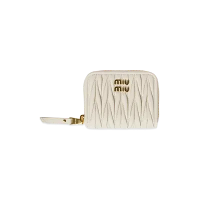 MIU MIU Matelasse Leather Coin Case "White"