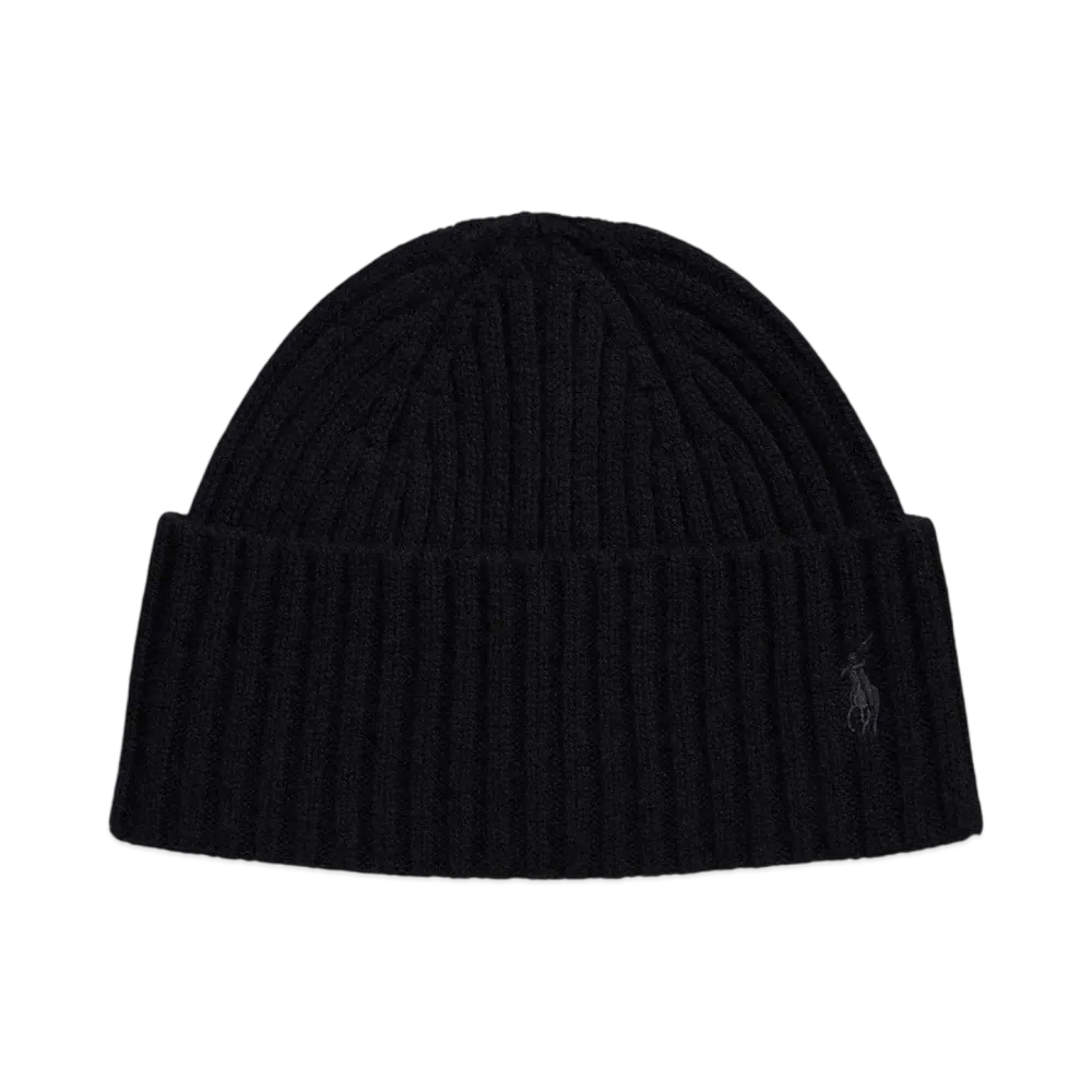 Polo Ralph Lauren Merino Wool Rib Knit Watch Cap "Black"