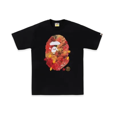 A BATHING APE Autumn Photo APE Head Tee "Black"