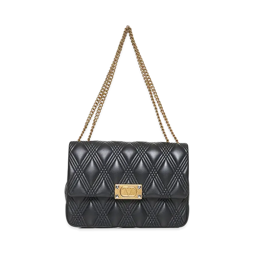 Valentino Women's Nappa Leather Large Quiltie 67 Shoulder Bag "Black"