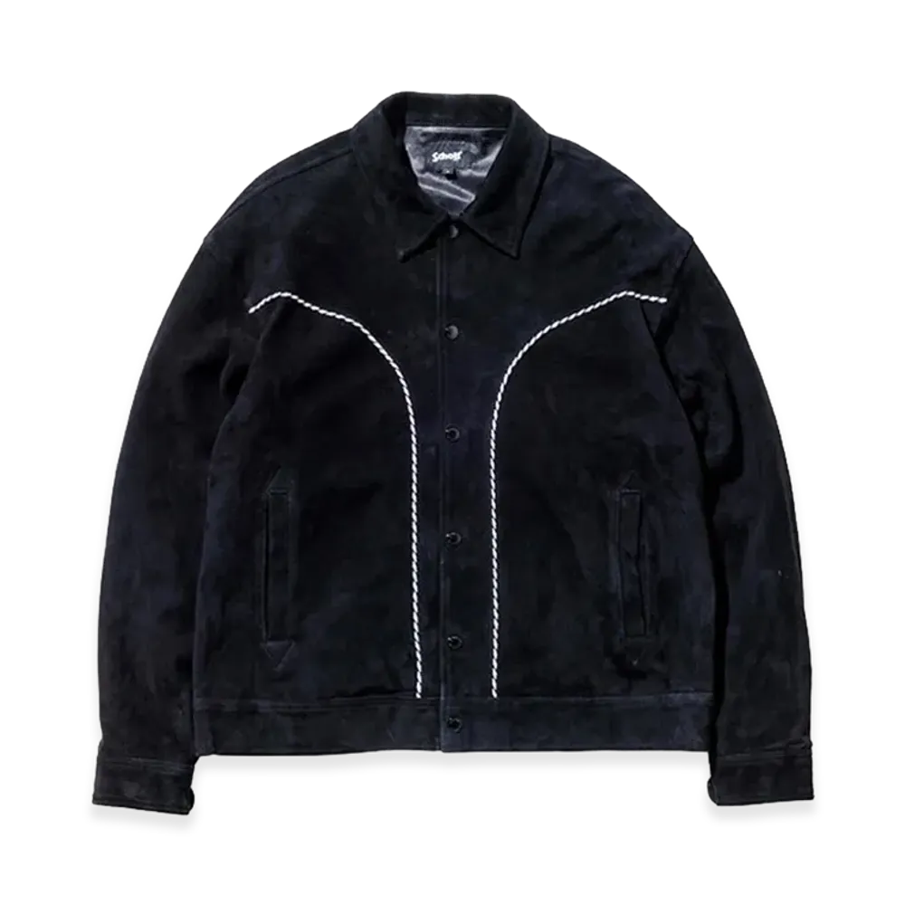 Schott Western Suede Leather Jacket "Black"