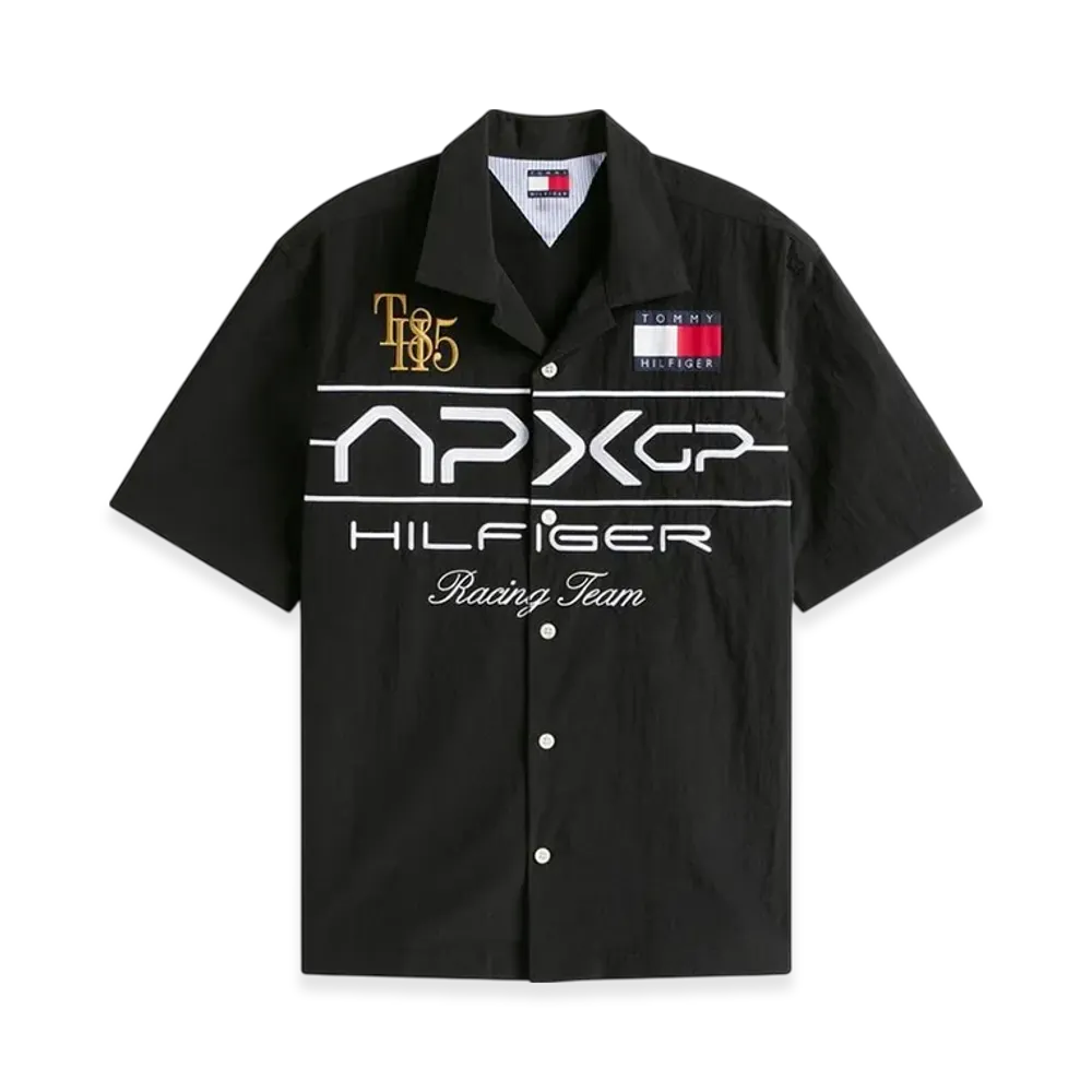 TOMMY HILFIGER APXGP F1 Movie Racing Short Sleeve Satin Shirt "Black"