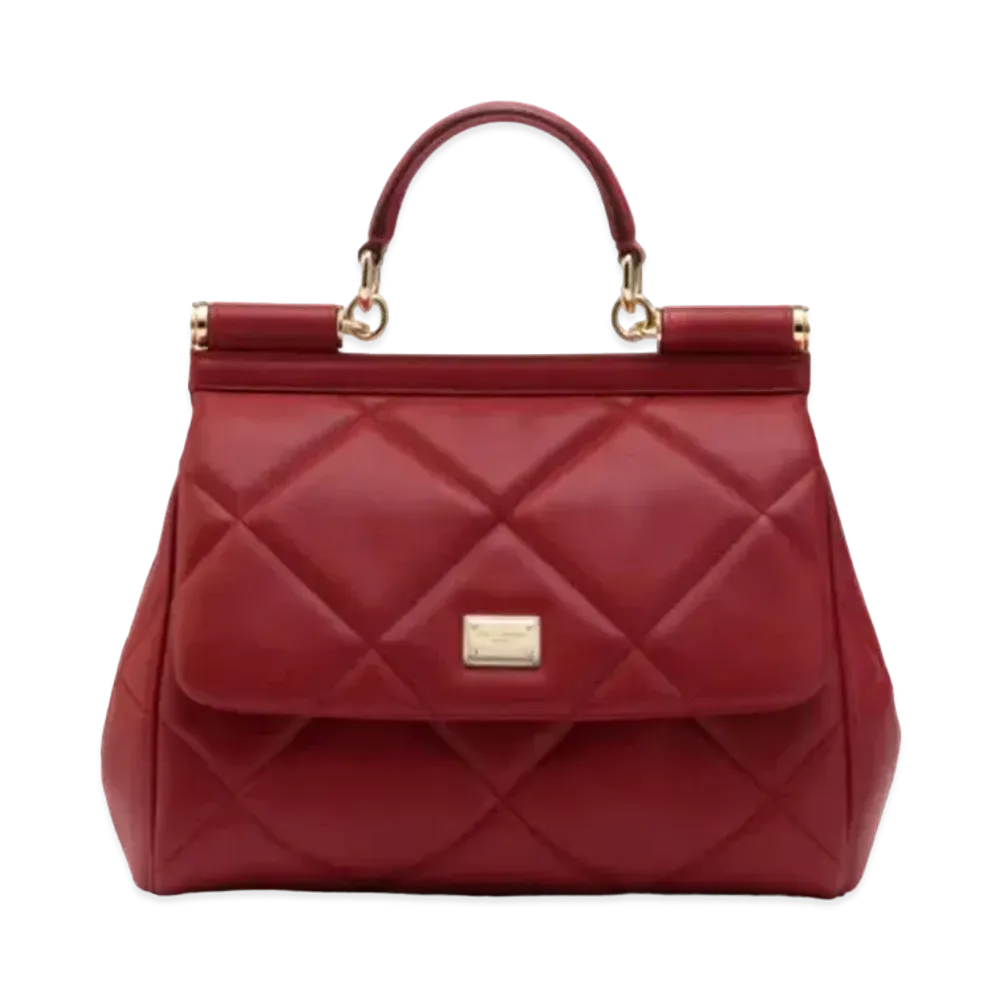 Dolce&Gabbana Sicily Bag Medium Matrasse Aria Calfskin "Red"