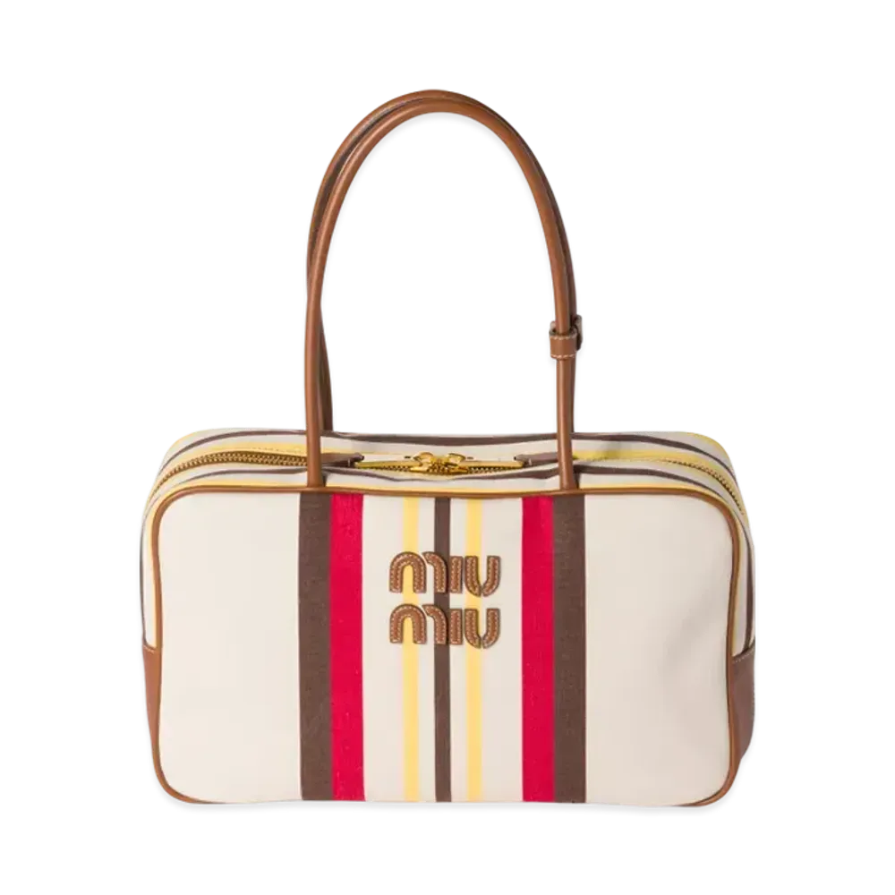 MIUMIU Beau Canvas and Leather Bag "Natural"