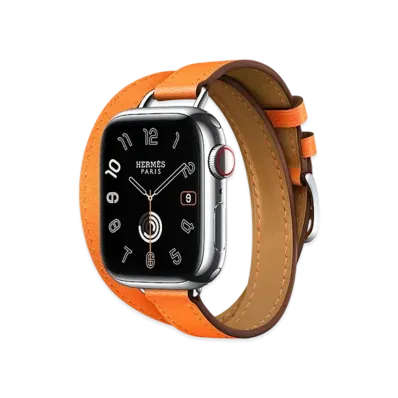 Apple Watch x Hermes Series 9 (GPS + Cellular Model) Stainless 41mm and Double Tour Attelage "Orange"