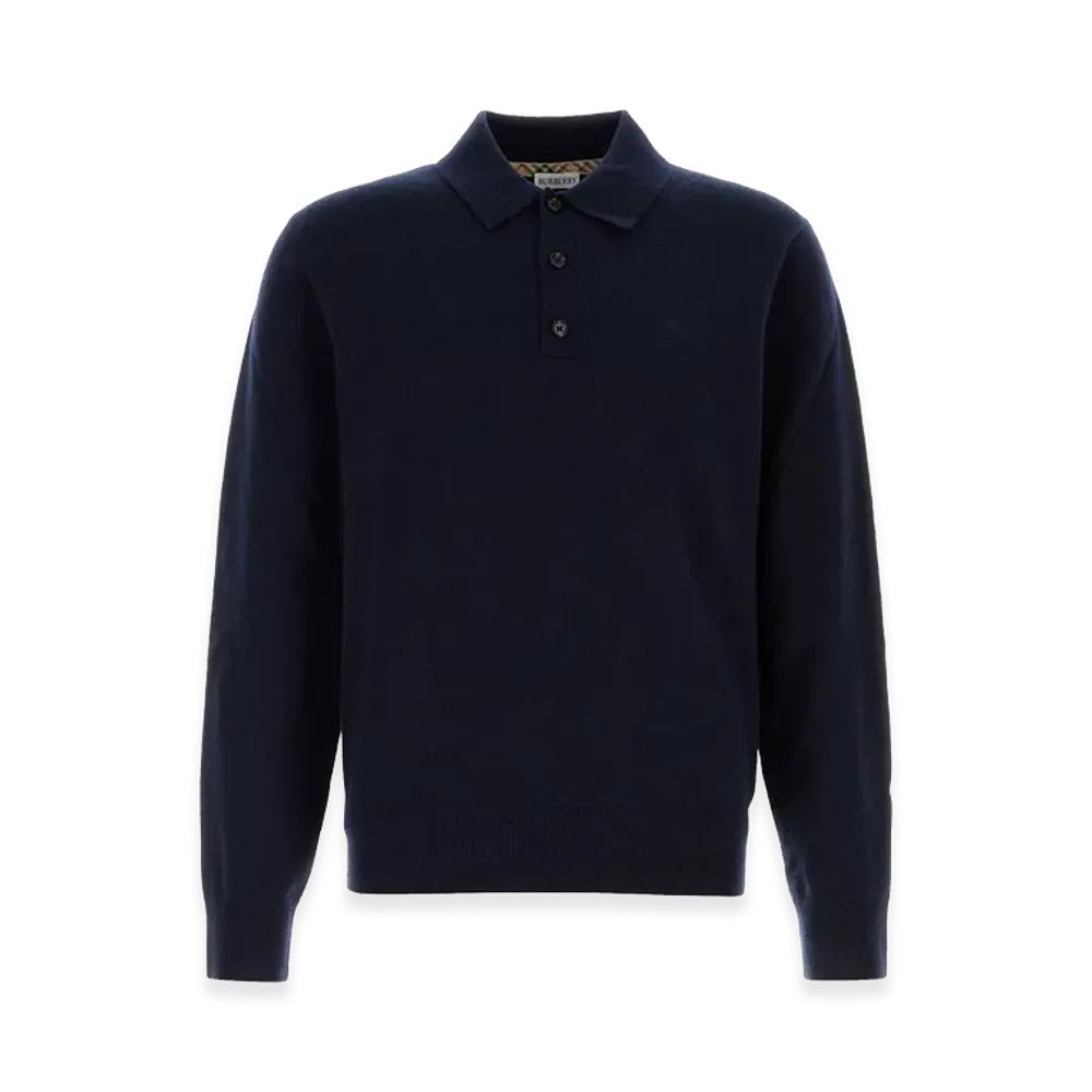 Burberry Navy Cashmere Blend Polo Shirt "Blue"