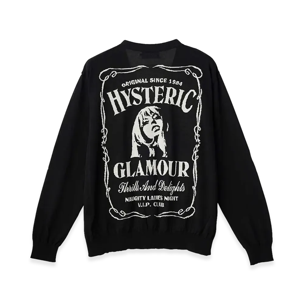 HYSTERIC GLAMOUR Whisky Woman Jacquard Sweater "Black"