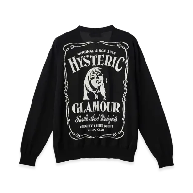 HYSTERIC GLAMOUR Whisky Woman Jacquard Sweater "Black"