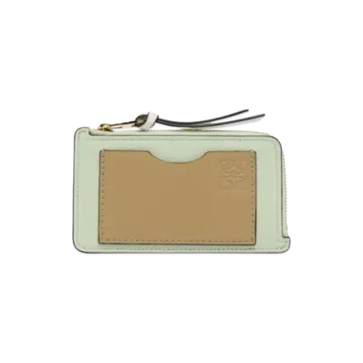 LOEWE Coin Card Holder Soft Grain Calf "Springjade/Clay Green"