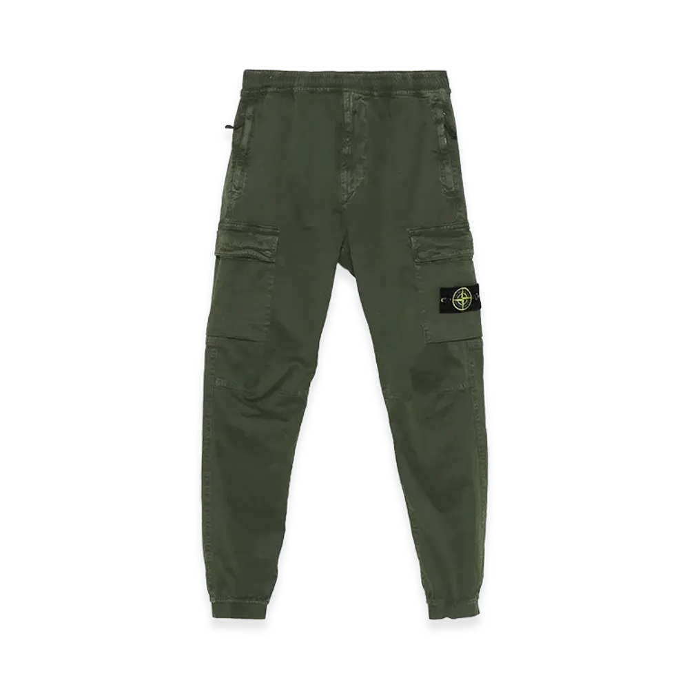 Stone Island Tapered Fit Cotton Cargo Pants With Elasticated Waistband "Green"