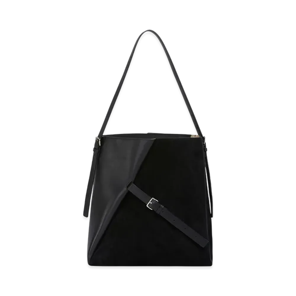 MARNI Reverse Hobo Bag in Leather & Suede "Black"