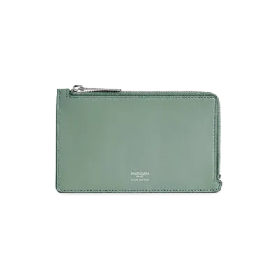 BALENCIAGA Women's Envelope Long Coin & Card Holder "Heritage Green/Blush"