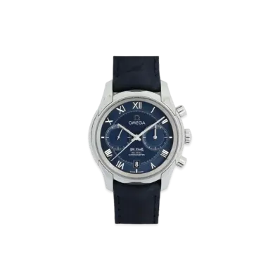 OMEGA De Ville Hour-Vision Co-Axial Chronograph Leather Strap 42MM "Stainless Steel/Blue" 431.13.42.51.03.001