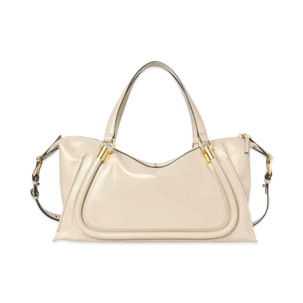 Chloe Paraty 24 Bag In Shiny Leather "Sweet Beige"
