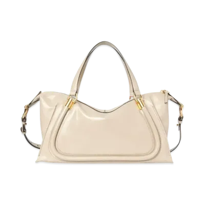 Chloe Paraty 24 Bag In Shiny Leather "Sweet Beige"