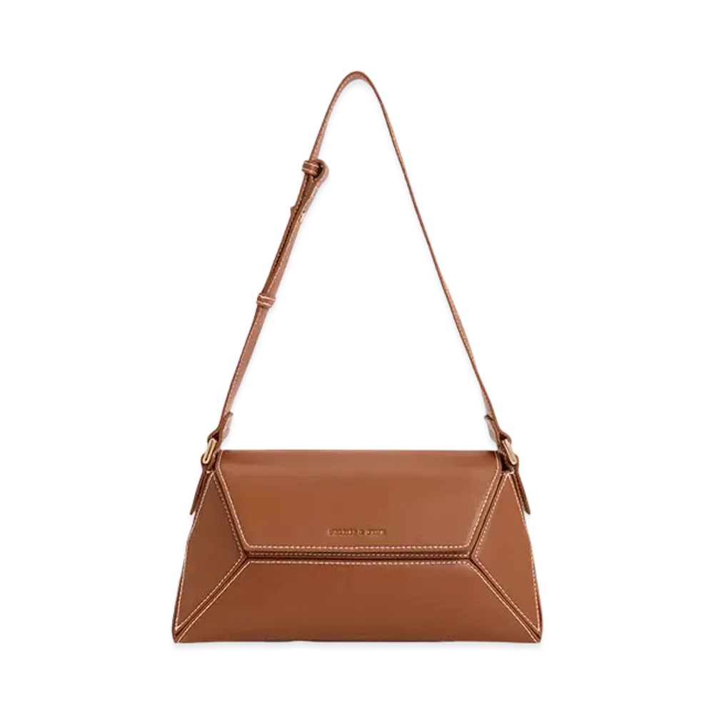 CHARLES & KEITH Nasrin Geometric Shoulder Bag "Chocolate"