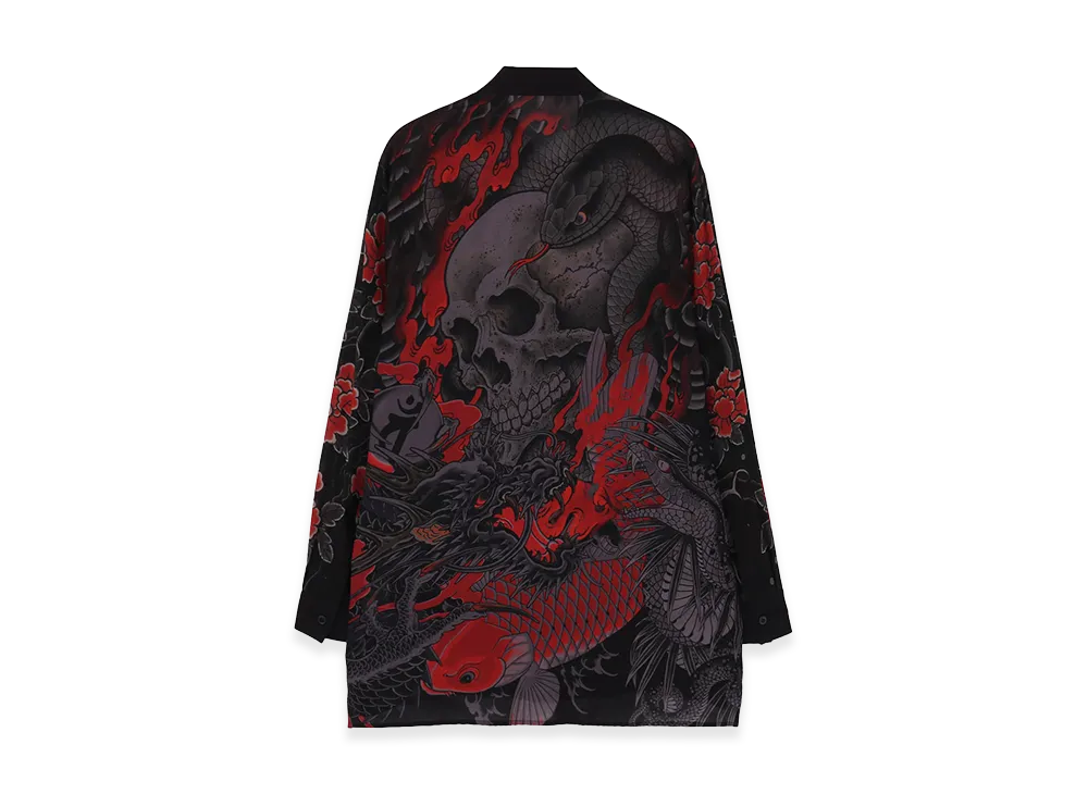 WILDSIDE YOHJI YAMAMOTO x Ryu Ga Gotoku Studio Rayon Shirt (Flower Skull) "Black"