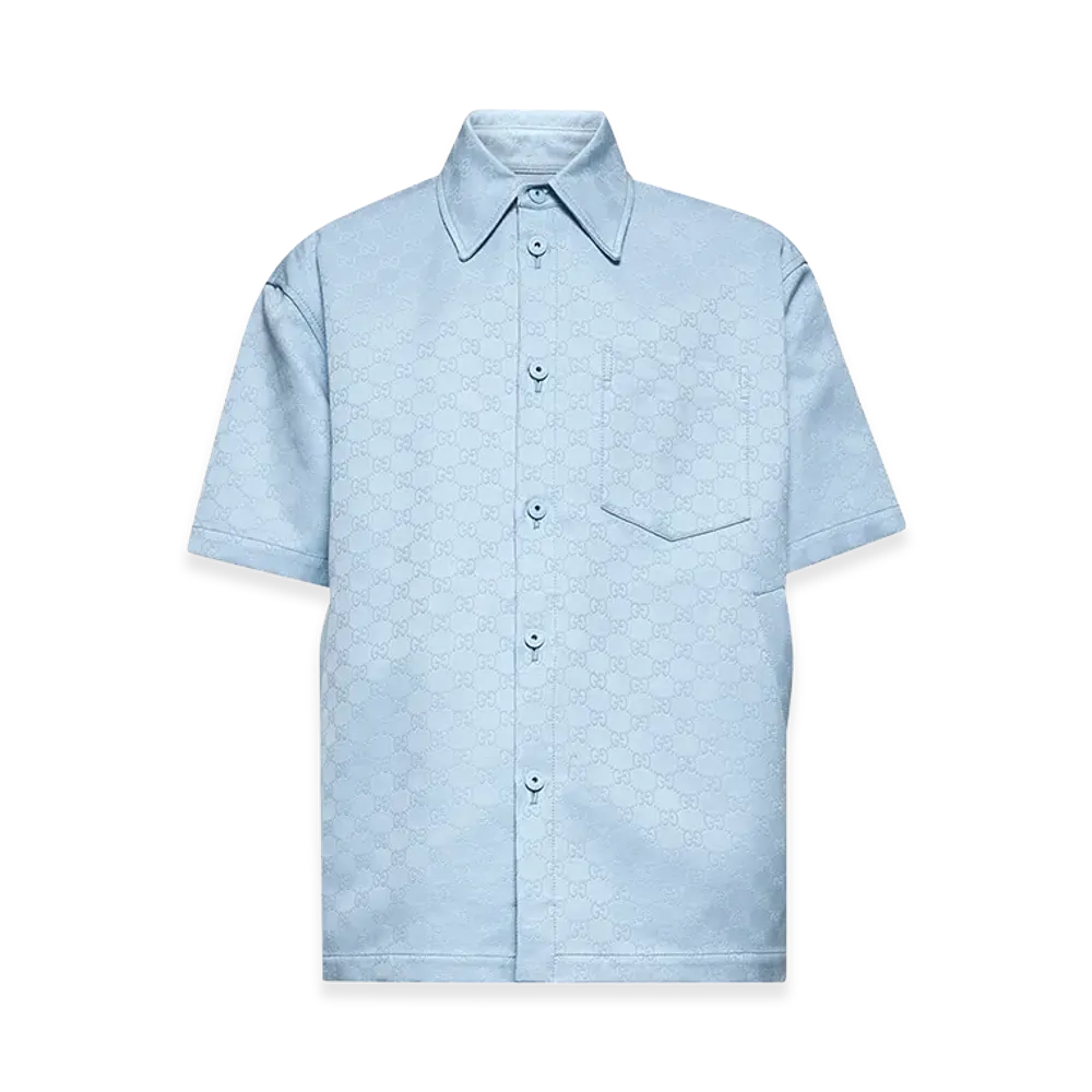 GUCCI Over Fit Work Shirt Double GG "Light Blue"