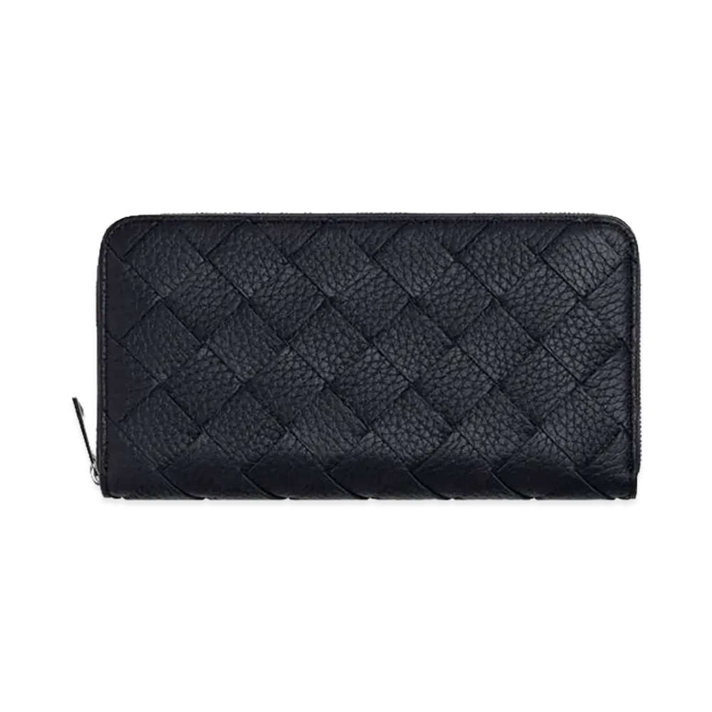 Bottega Veneta Intrecciato Zip Around Wallet "Nocturnal"