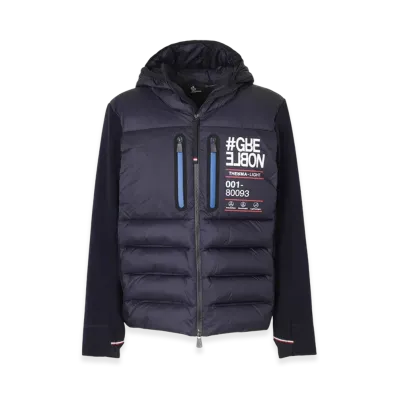 Moncler Grenoble Down Panel Zip-Up Cardigan "Navy"