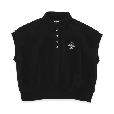 GOD SELECTION XXX Women's Script Logo Pile Polo Shirt GXL-S26-CS-08 "Black"