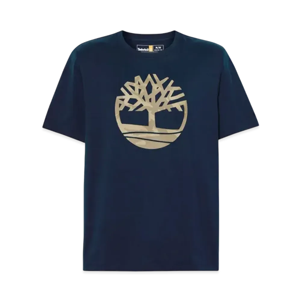 Timberland Men's Short Sleeve Northwood Tree Camo Logo Tee "Navy"