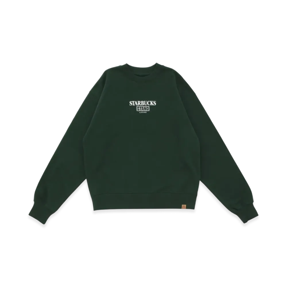STARBUCKS STAND x BEAMS LOGO Crew Sweatshirt "Green"