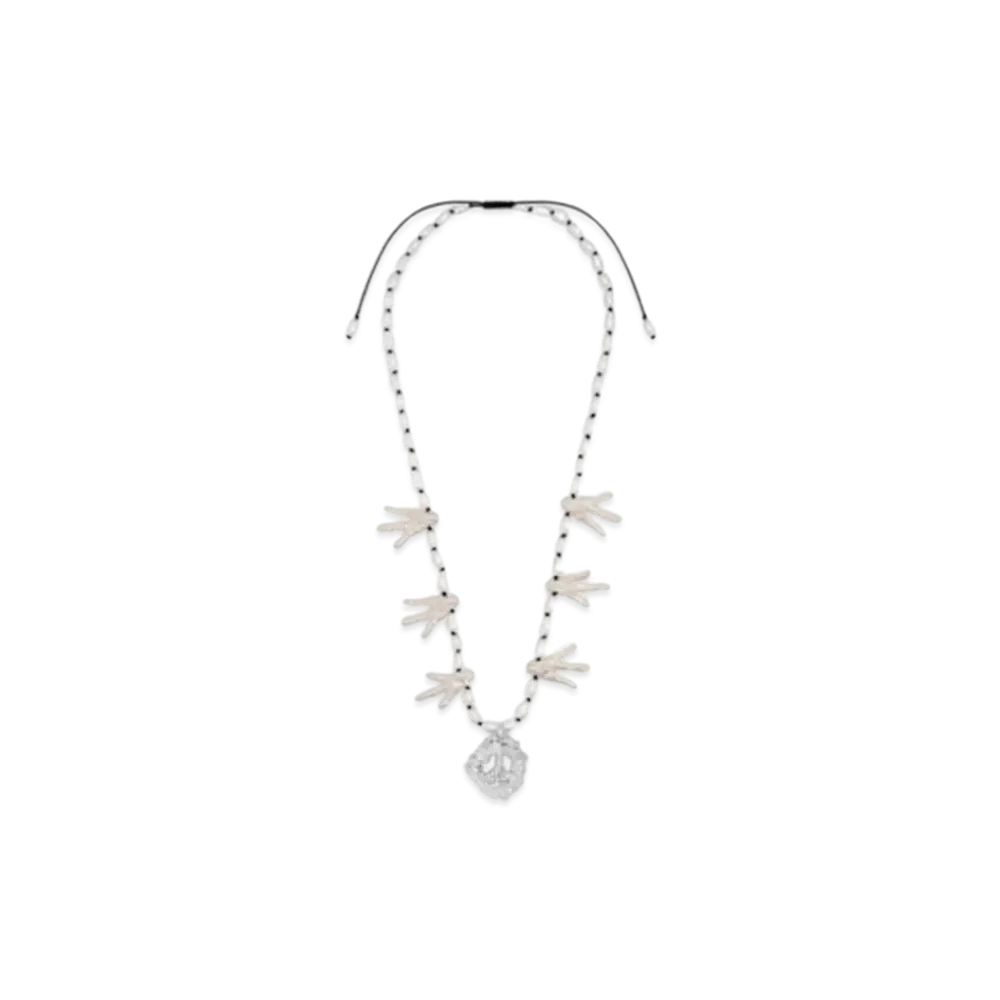 Dior Tears Necklace (Cord, Freshwater Pearls and Brass) "Silver"