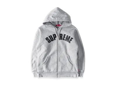 Supreme Arch Logo Thermal Zip Up Hooded Sweatshirt "Heather Gray"
