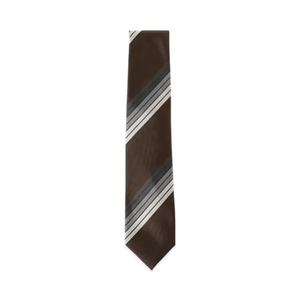 BEAMS Silk Striped Tie "Brown"