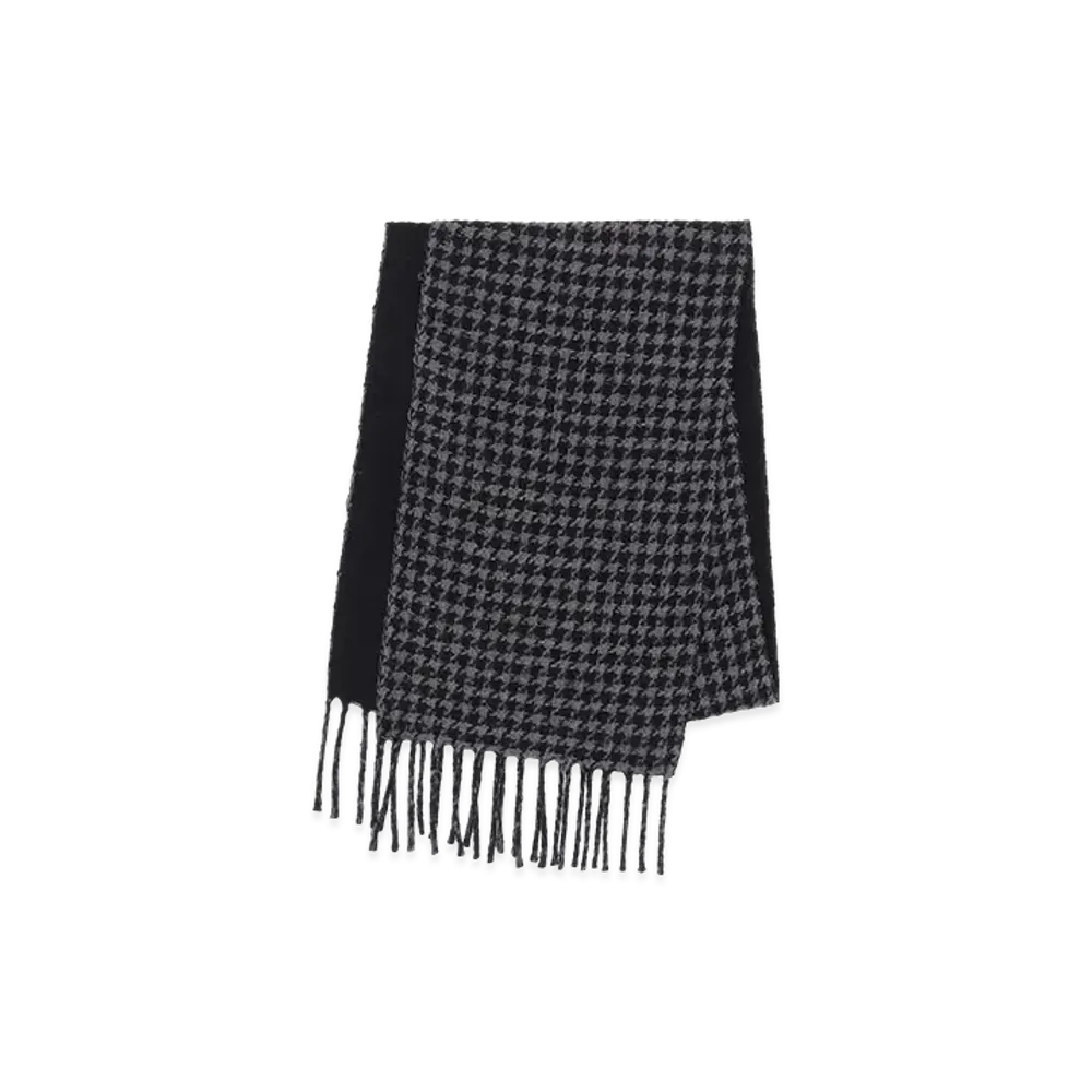 Yohji Yamamoto Houndstooth Pattern Riversible Stole "Gray/Black"