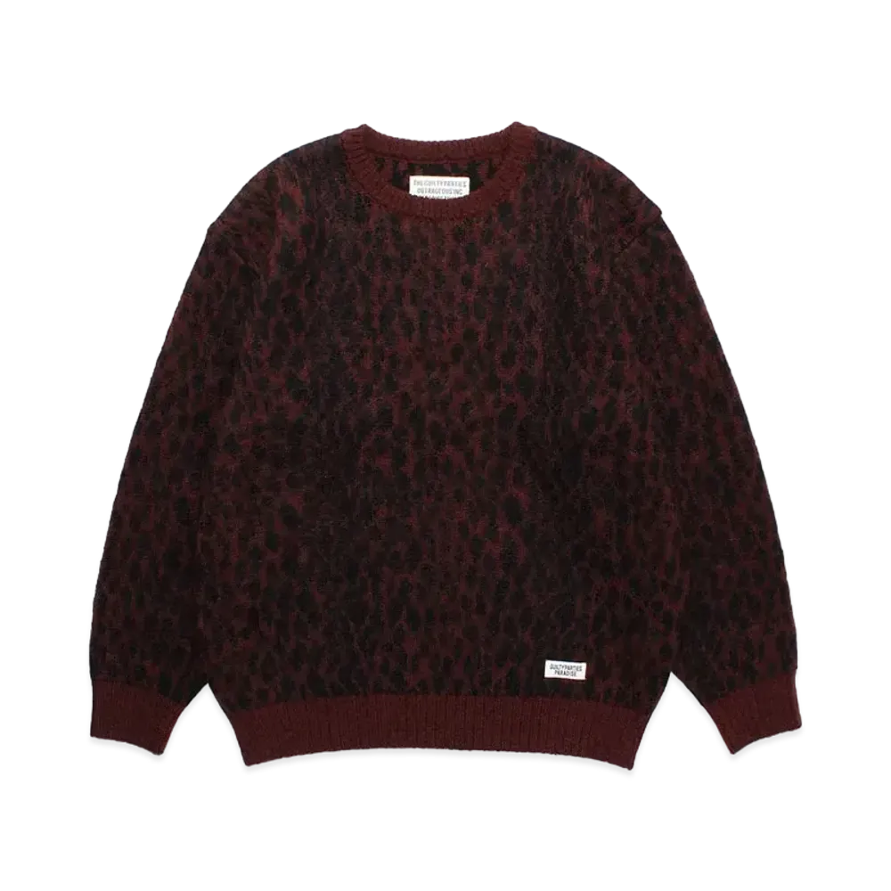 WACKO MARIA Leopard Heavy Mohair Knit Jacquard Sweater "Red"