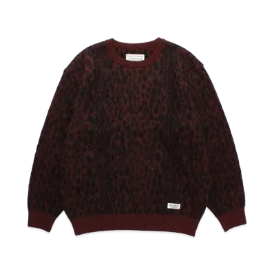 WACKO MARIA Leopard Heavy Mohair Knit Jacquard Sweater "Red"