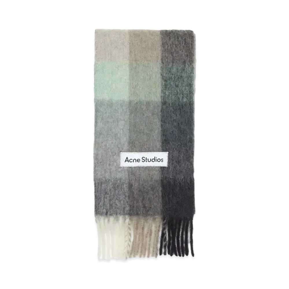 Acne Studios Mohair Check Scarf "Green/Grey/Black"