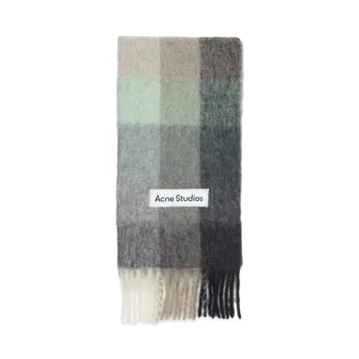 Acne Studios Mohair Check Scarf "Green/Grey/Black"