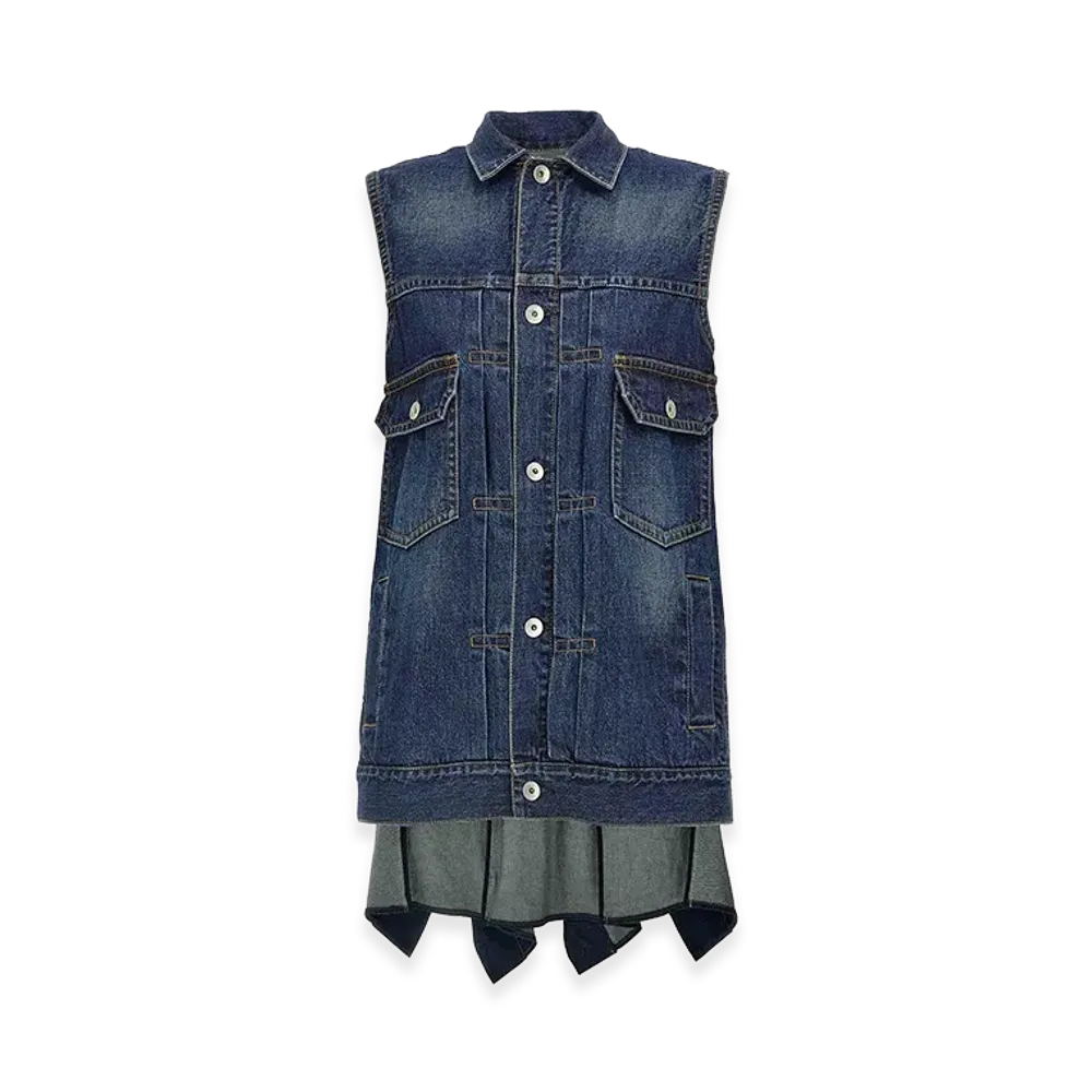 sacai Women's Ruffled Denim Dress "Blue"
