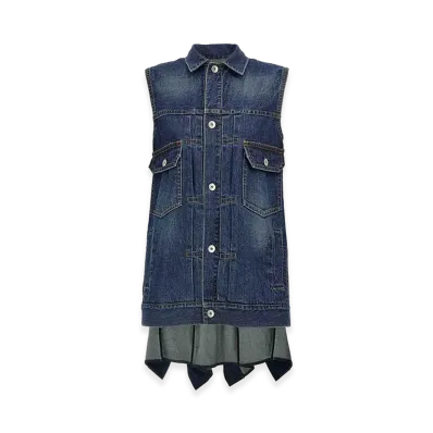 sacai Women's Ruffled Denim Dress "Blue"