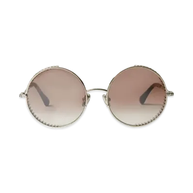Jimmy Choo Goldy Round Frame Sunglasses With Swarovski Crystal Embellishment "Light Gold"