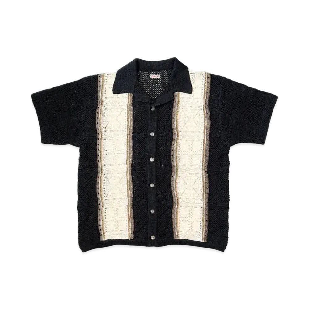 KAPITAL 7G Crochet Knit Tennessee Aloha Shirt "Black"