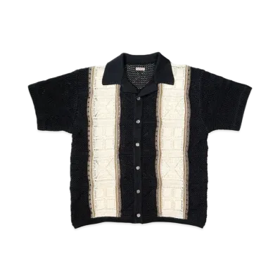 KAPITAL 7G Crochet Knit Tennessee Aloha Shirt "Black"